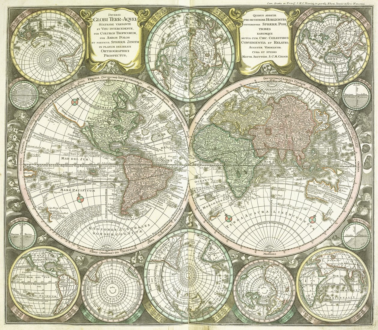Maailman kartta, 1744 tekijältä Georg Matthäus Seutter
