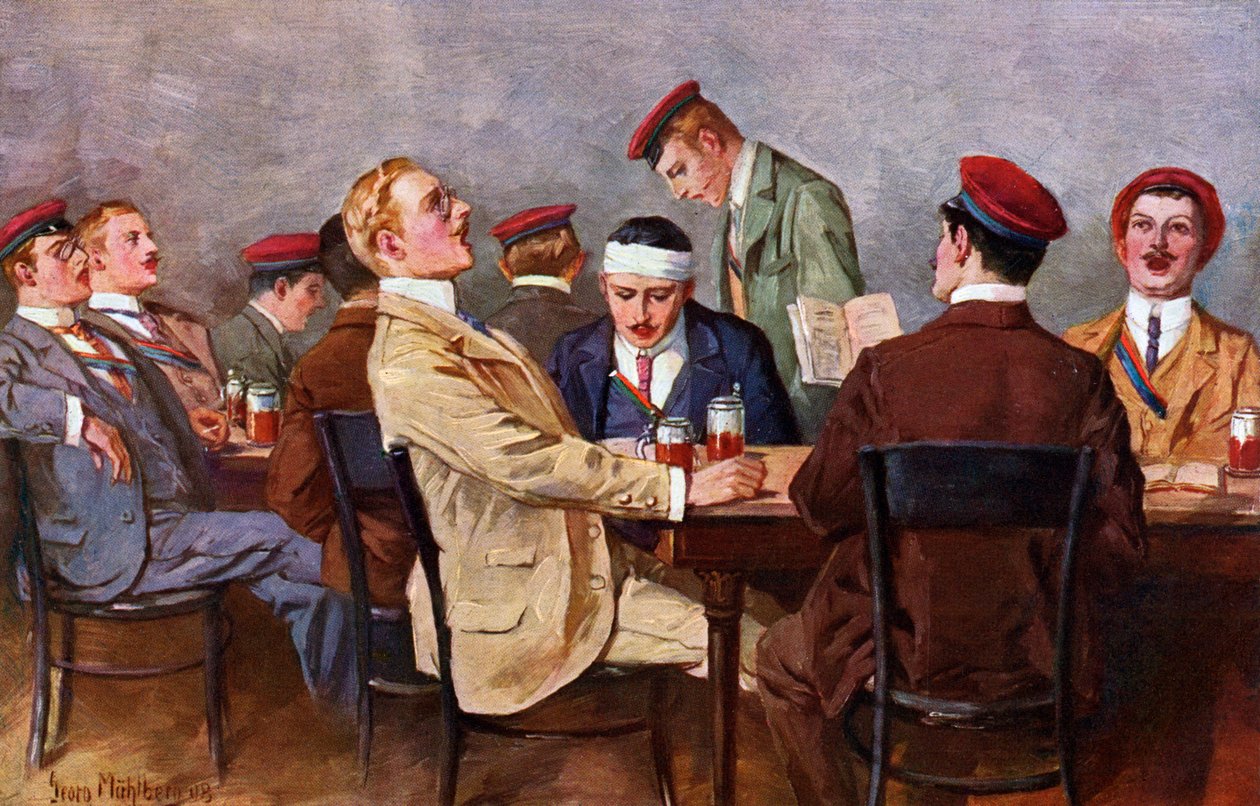 Veljeskunnat - oluen juominen ja laulaminen, n. 1900 (kuva) tekijältä Georg Muhlberg