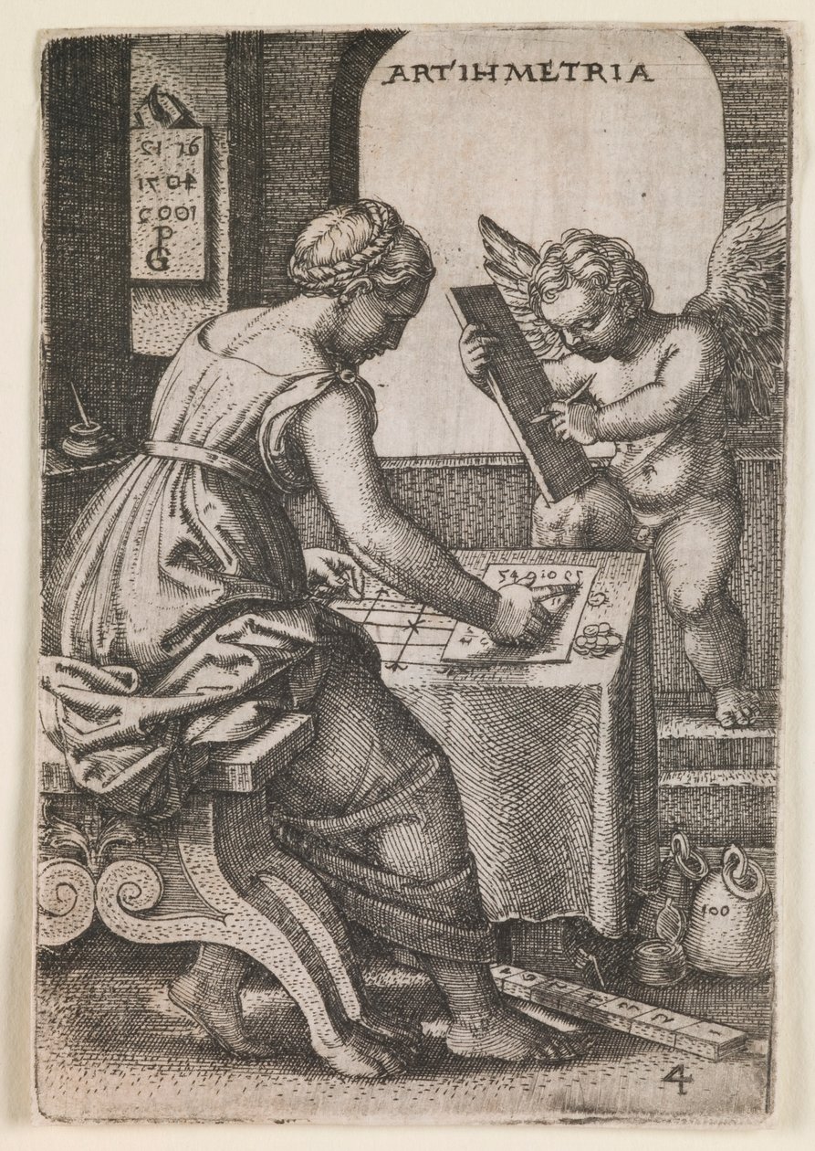 Arithmetica, sarjasta "The Liberal Arts" tekijältä Georg Pencz