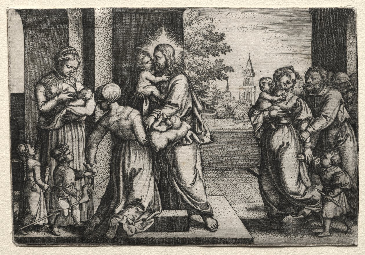 Kristus pienten lasten kanssa tekijältä Georg Pencz