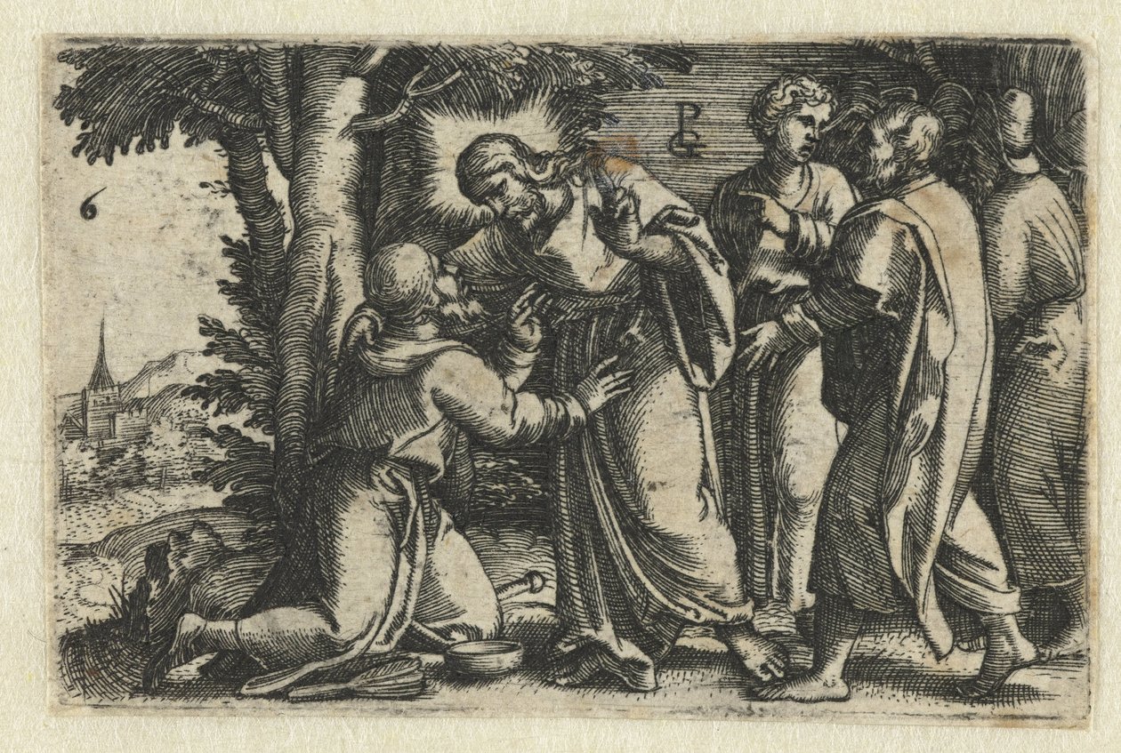 Kristus parantaa spitaalisen Kristuksen elämä (sarjan nimi) tekijältä Georg Pencz