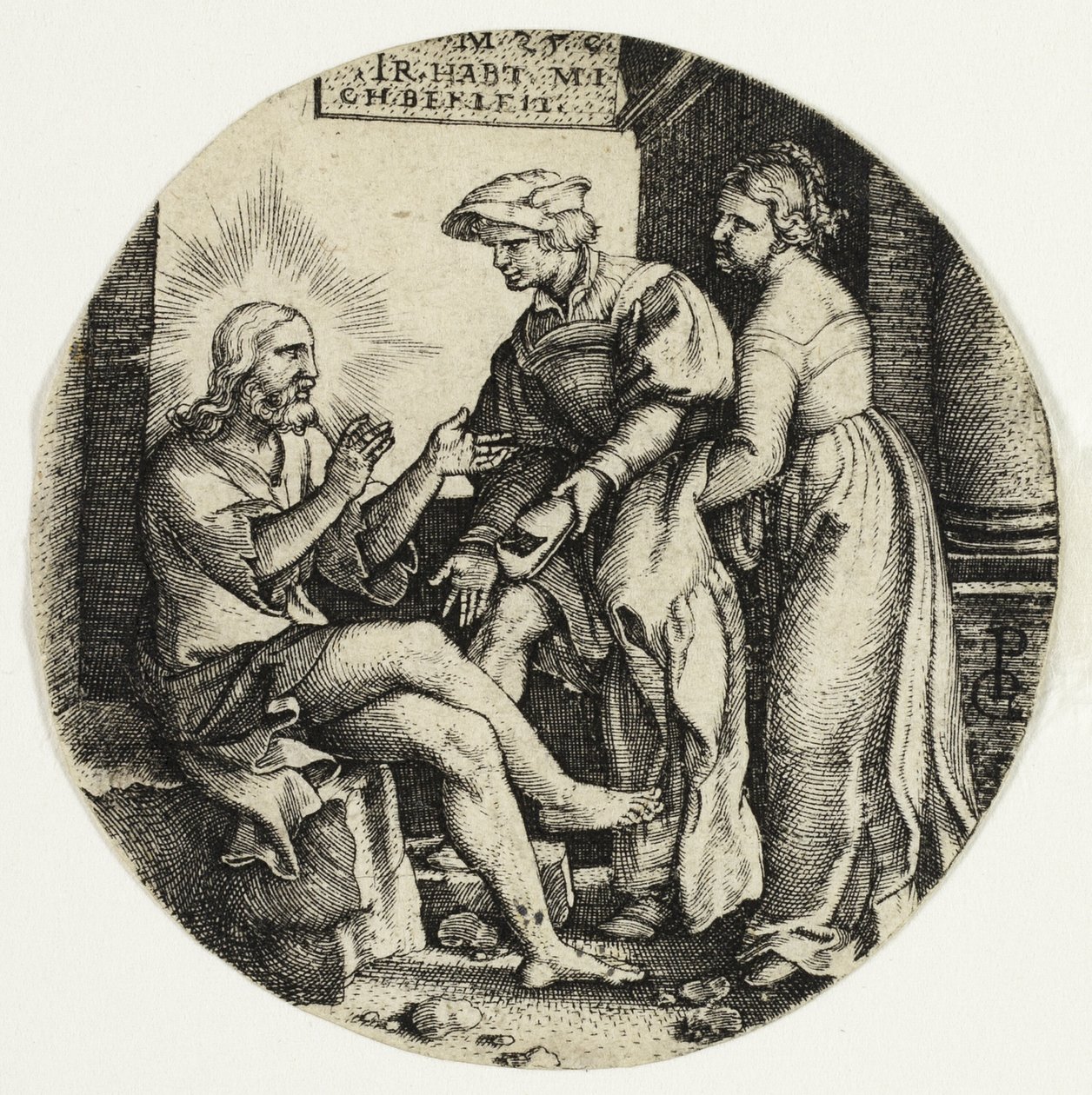 Alaston pukeutuminen, seitsemästä laupeuden teosta tekijältä Georg Pencz