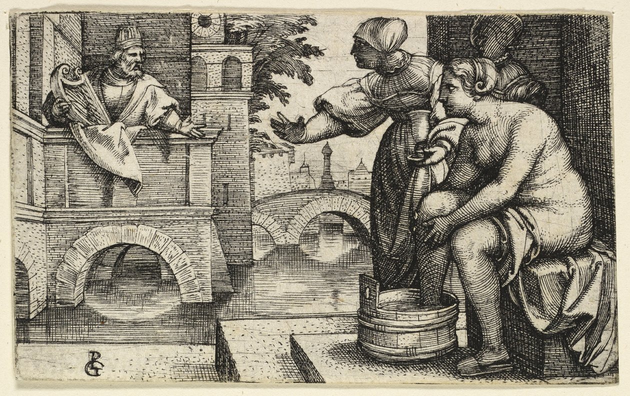 Daavid tarkkailee Batsebaa tekijältä Georg Pencz