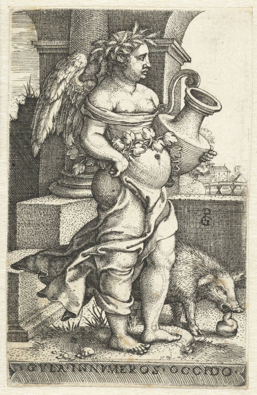 Ahmatti (gula) Gvla innvmeros occido (otsikko esineessä) Seven Deadly Sins (sarjan nimi) tekijältä Georg Pencz