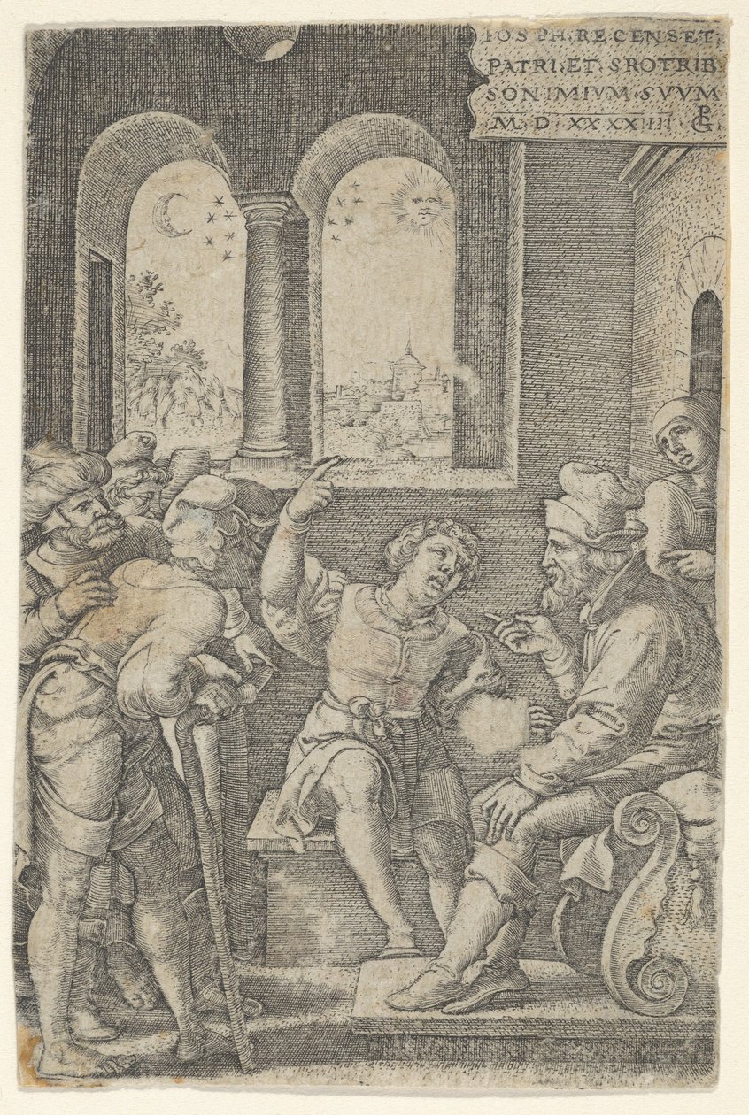 Joseph kuvaa unelmaansa, Joosefin tarinasta, 1544. tekijältä Georg Pencz
