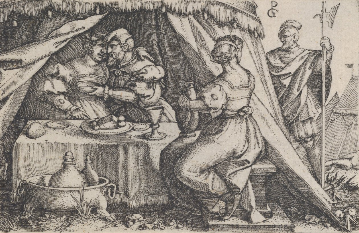 Judith ja Holofernes ruokailemassa. tekijältä Georg Pencz