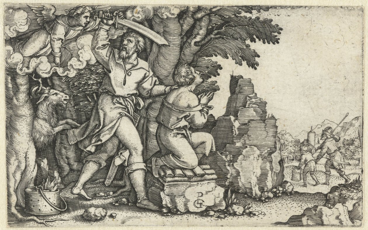 Abrahamin uhri Iisakilta Aabrahamin tarina (sarjan nimi) tekijältä Georg Pencz