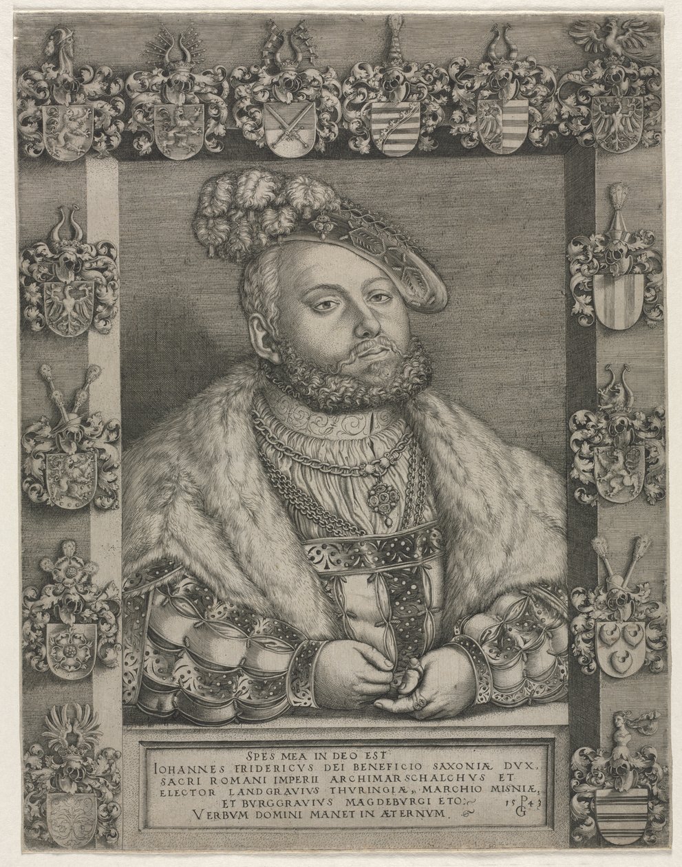 Saksin vaaliruhtinas Juhana Fredrik I:n, "Jalomielisen", muotokuva tekijältä Georg Pencz