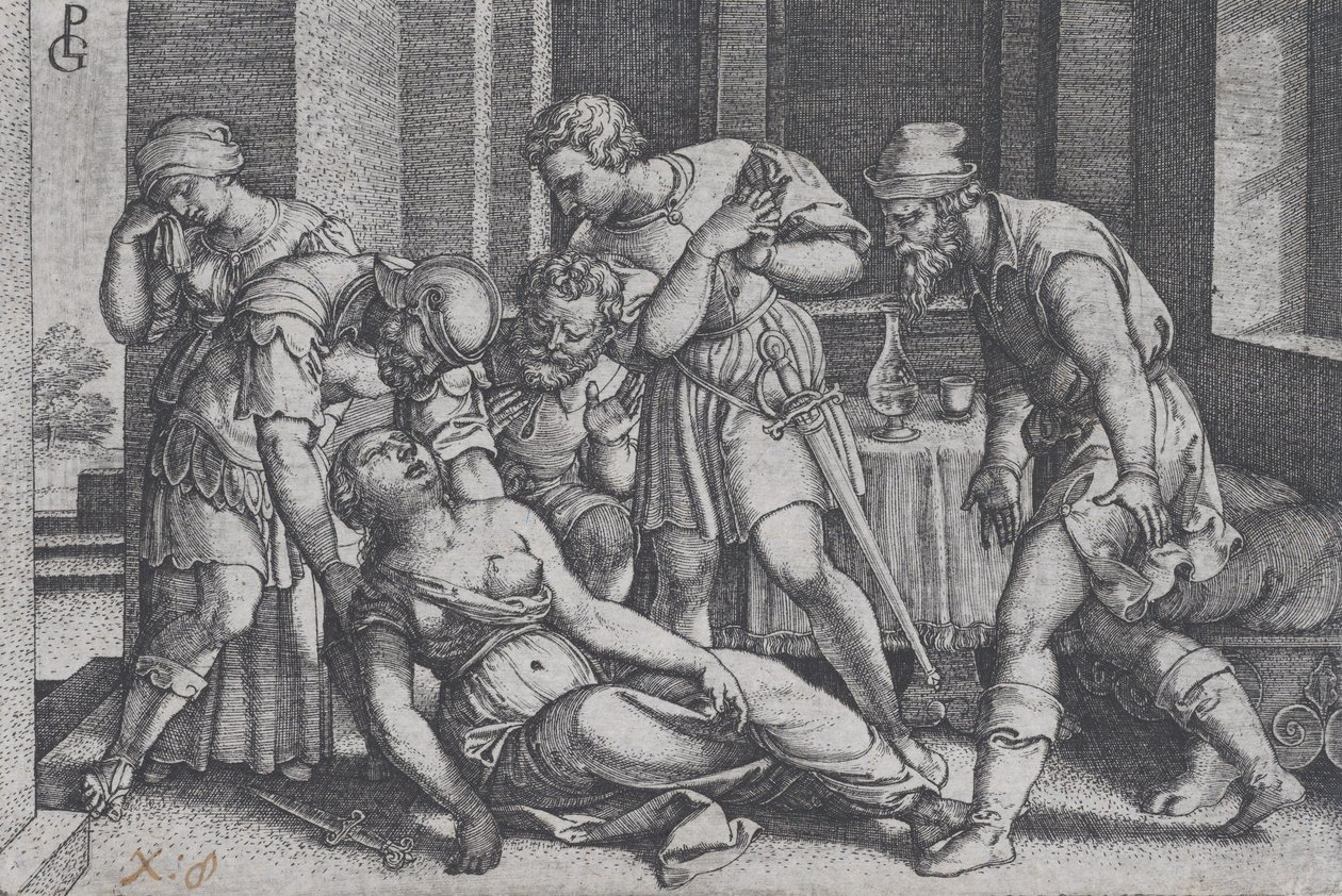 Lucretian itsemurha Rooman historian kohtauksista. tekijältä Georg Pencz