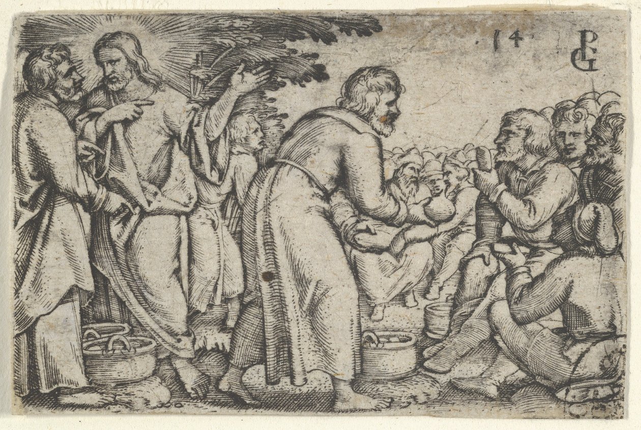 Leipien ja kalojen ihme, Kristuksen tarina, 1534-35. tekijältä Georg Pencz
