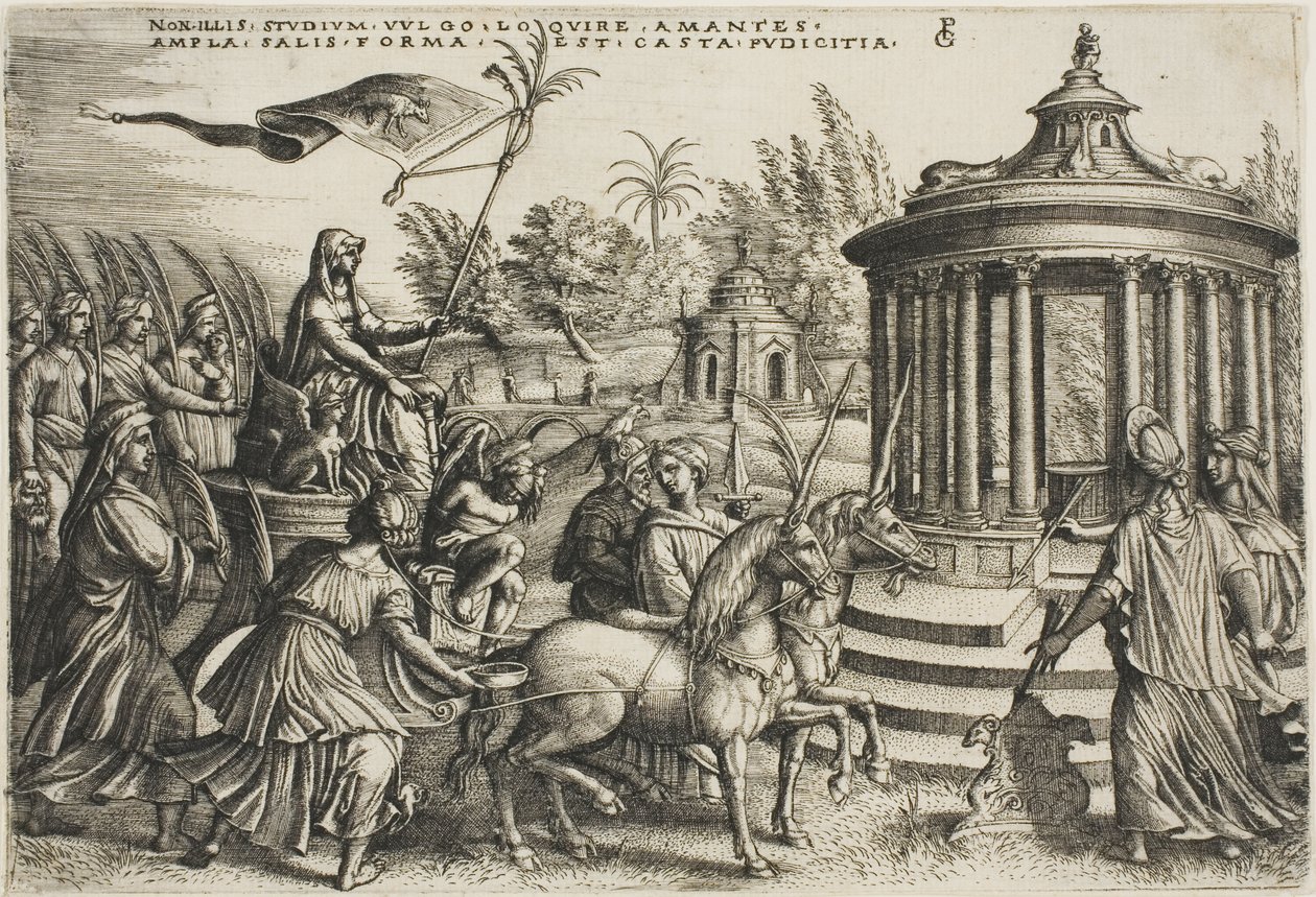 Triumph of Chastity, levy kaksi teoksesta The Triumphs of Petrarch tekijältä Georg Pencz