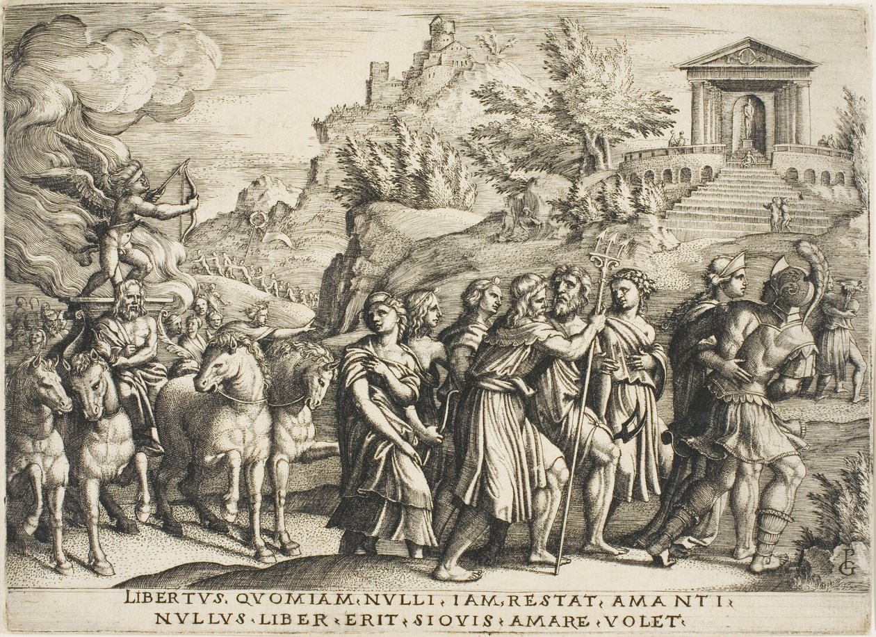 The Triumph of Love, levy yksi teoksesta The Triumphs of Petrarch tekijältä Georg Pencz