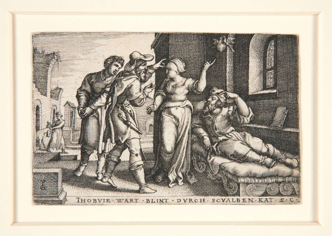 Tobit Blinded, pl. 3 sarjasta The Story of Tobit tekijältä Georg Pencz