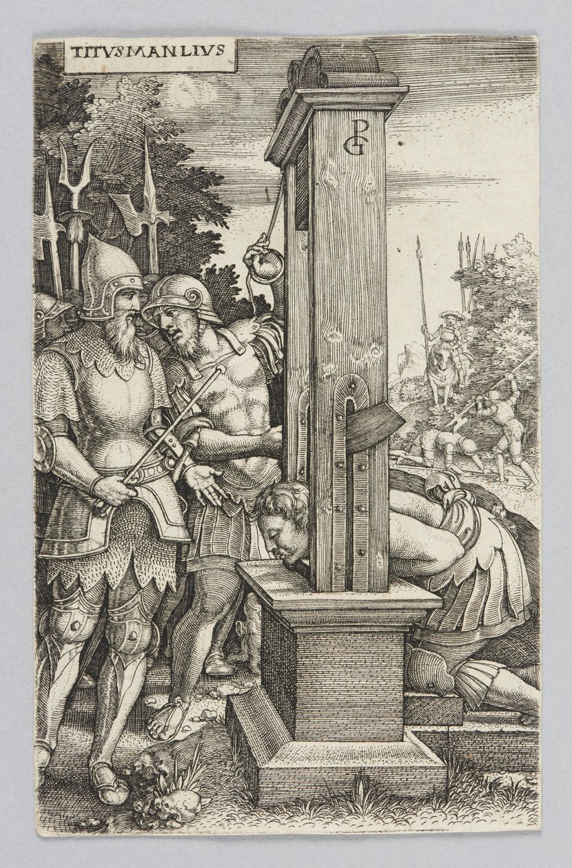 Titus Manlius seuraamassa poikansa teloitusta tekijältä Georg Pencz