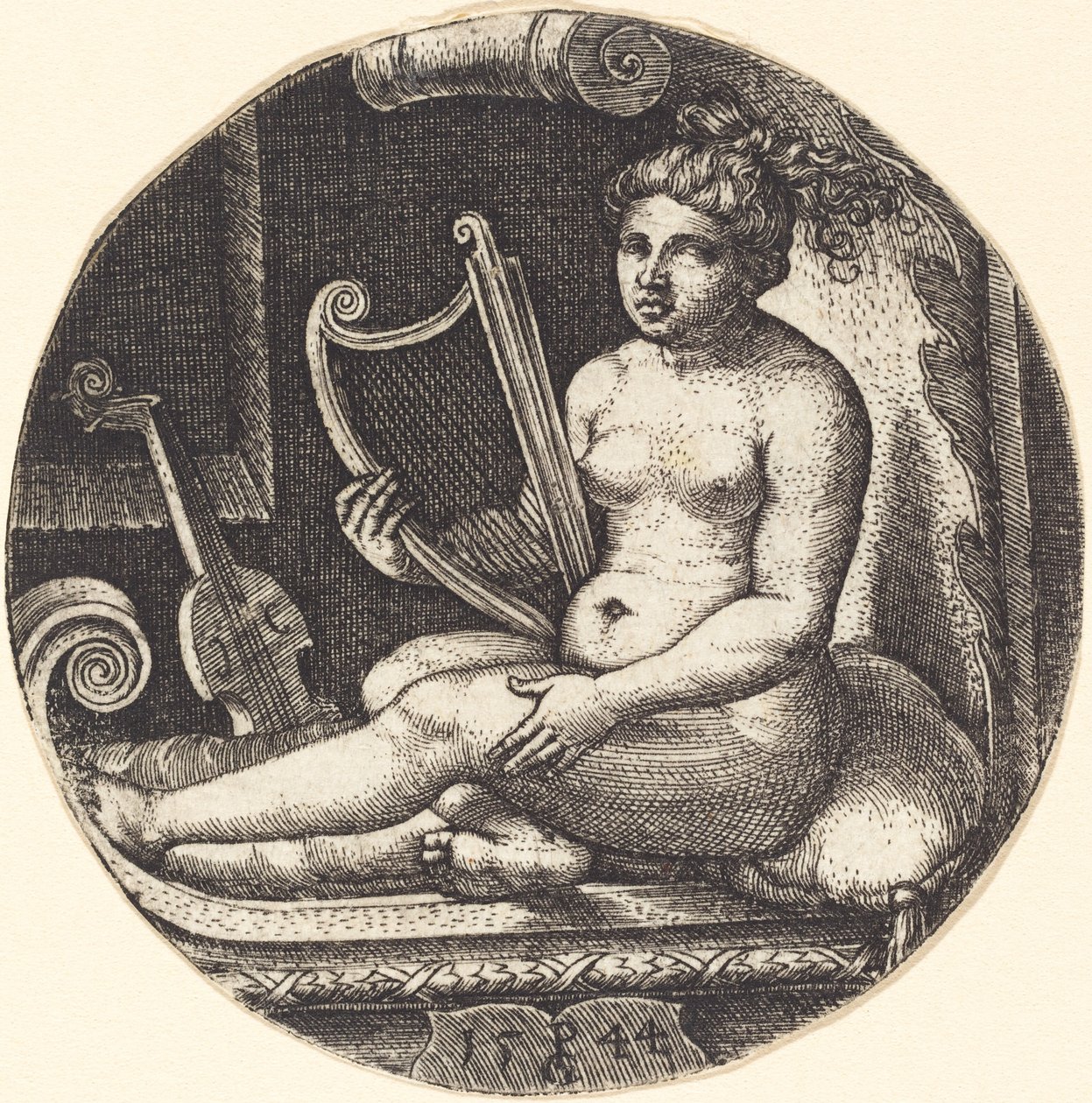 Nainen, jolla on harppu tekijältä Georg Pencz