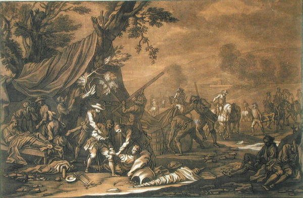 Haavoittuneiden kuljettaminen taistelun jälkeen tekijältä Georg Philipp I (after) Rugendas