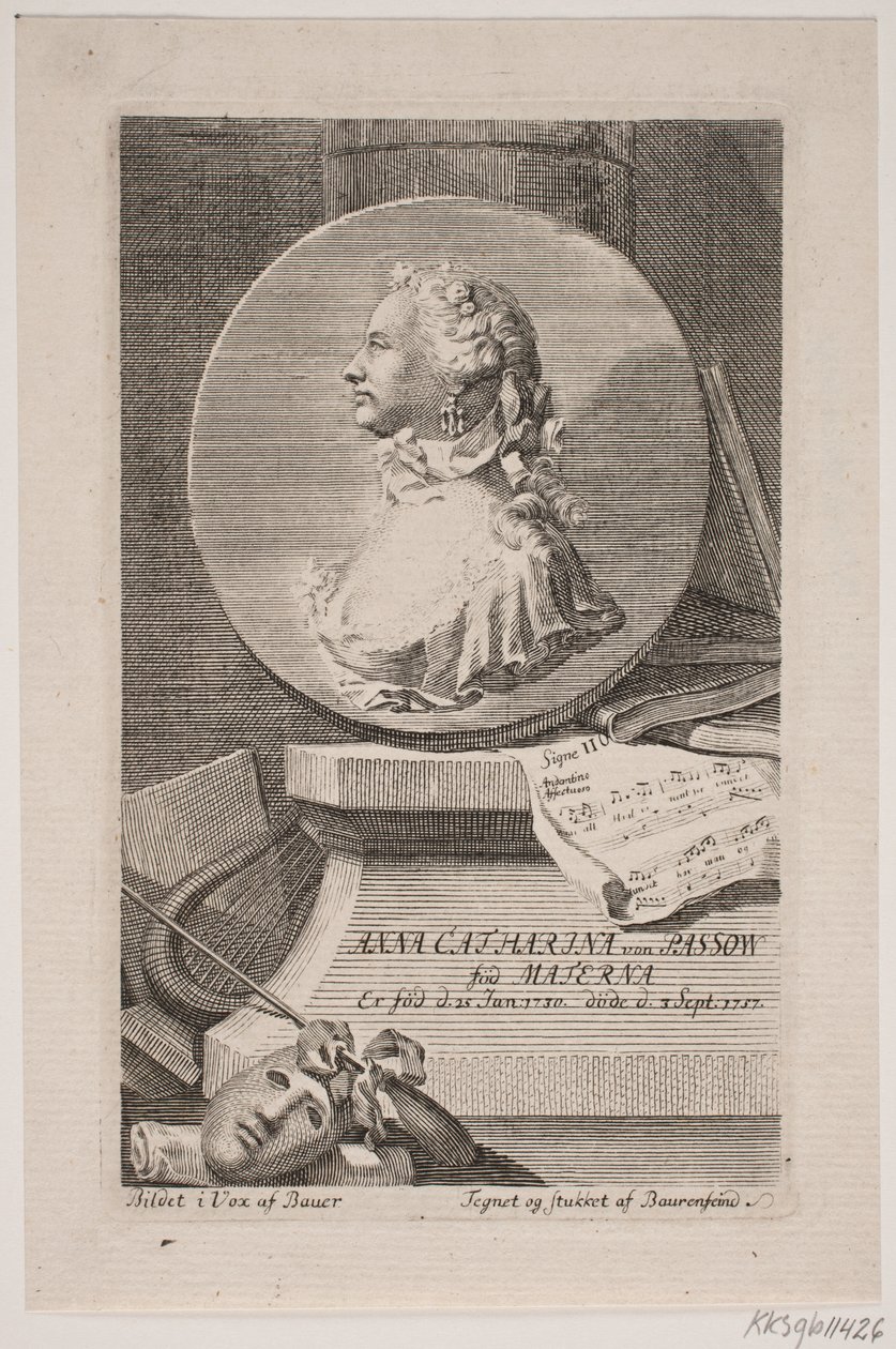 Näyttelijä Anna Catharina von Passow tekijältä Georg Vilhelm Baurenfeind