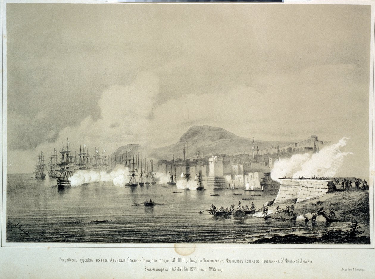 Sinopin taistelu 30. marraskuuta 1853 (litografia) tekijältä Georg Wilhelm Timm