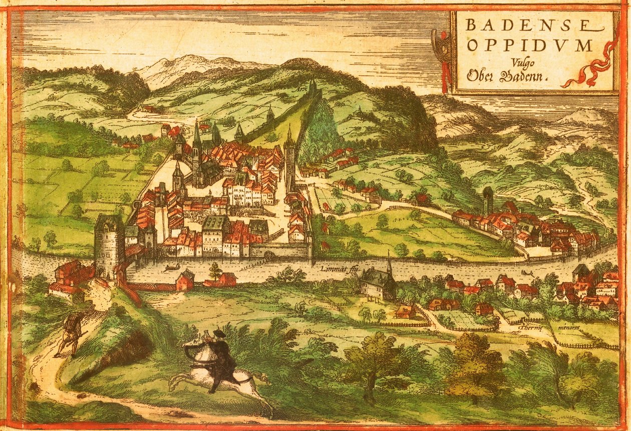 Baden, Spa, Sveitsi tekijältä Georg and Hogenberg Franz (1535 90) Braun