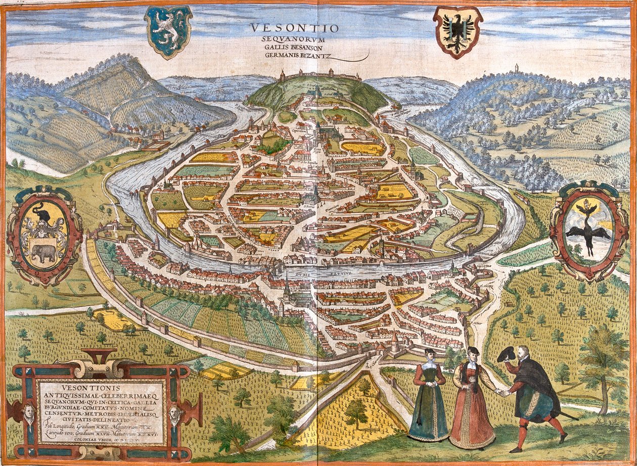 Besançon, Ranska tekijältä Georg and Hogenberg Franz (1535 90) Braun