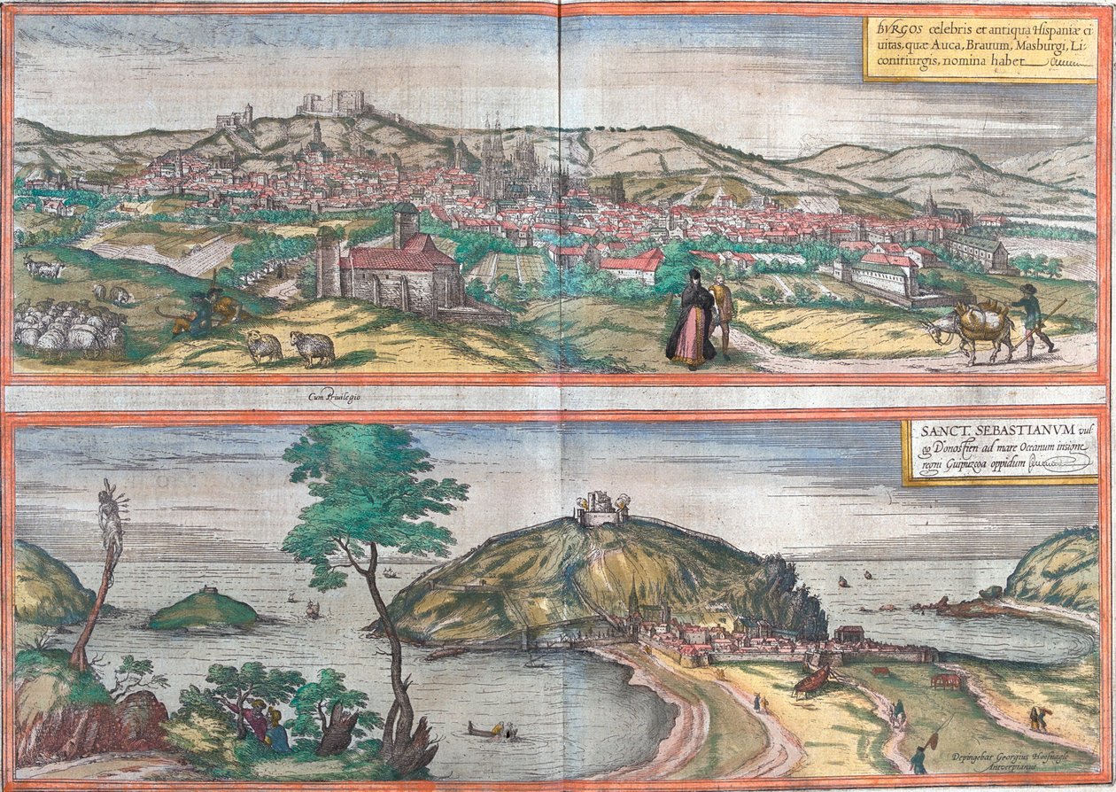 Burgos, San Sebastiàin, Espanja tekijältä Georg and Hogenberg Franz (1535 90) Braun