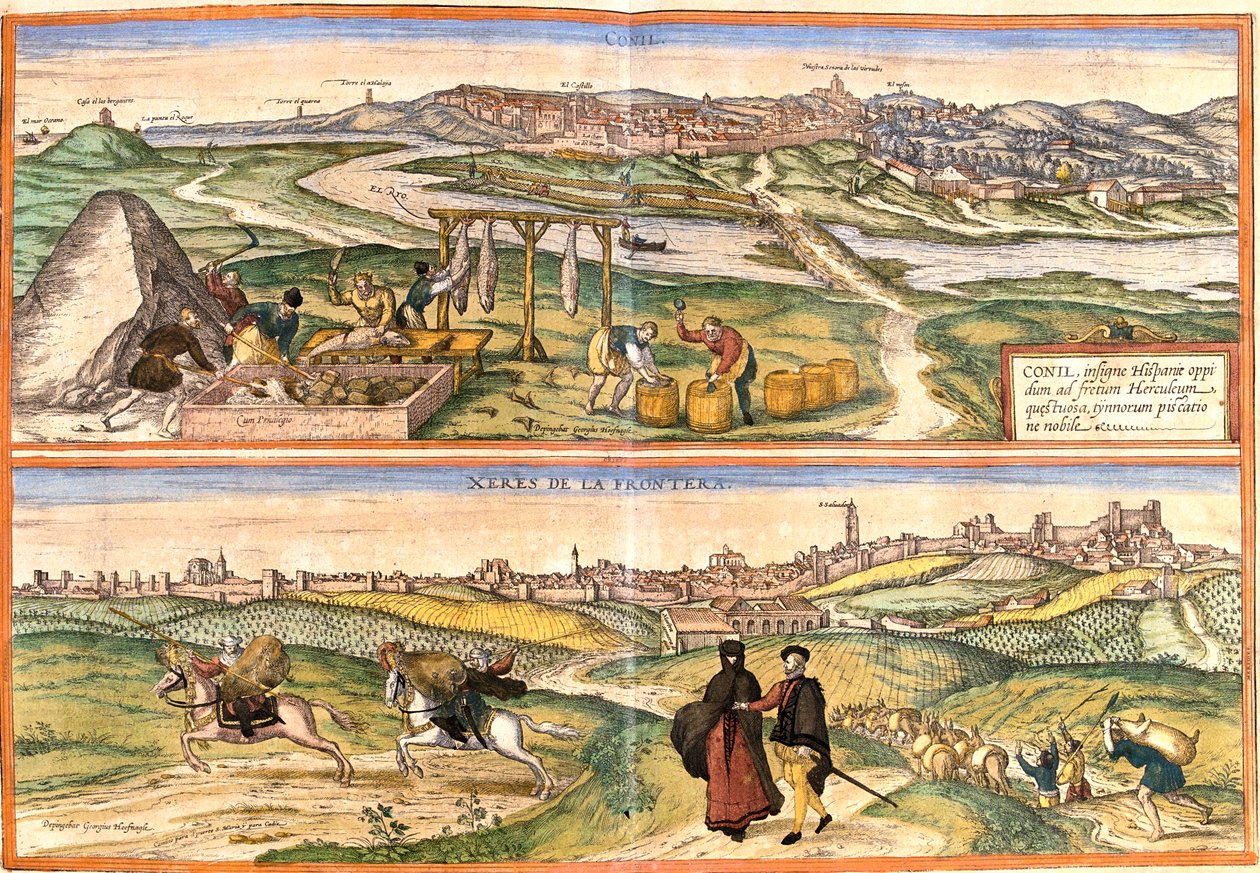 Conil de la Frontera, Jerez de la Frontera, Espanja tekijältä Georg and Hogenberg Franz (1535 90) Braun