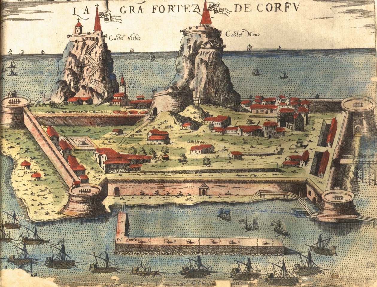 Korfu, Kreikka tekijältä Georg and Hogenberg Franz (1535 90) Braun