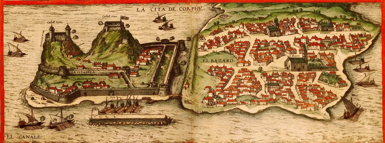 Korfu, Kreikka tekijältä Georg and Hogenberg Franz (1535 90) Braun