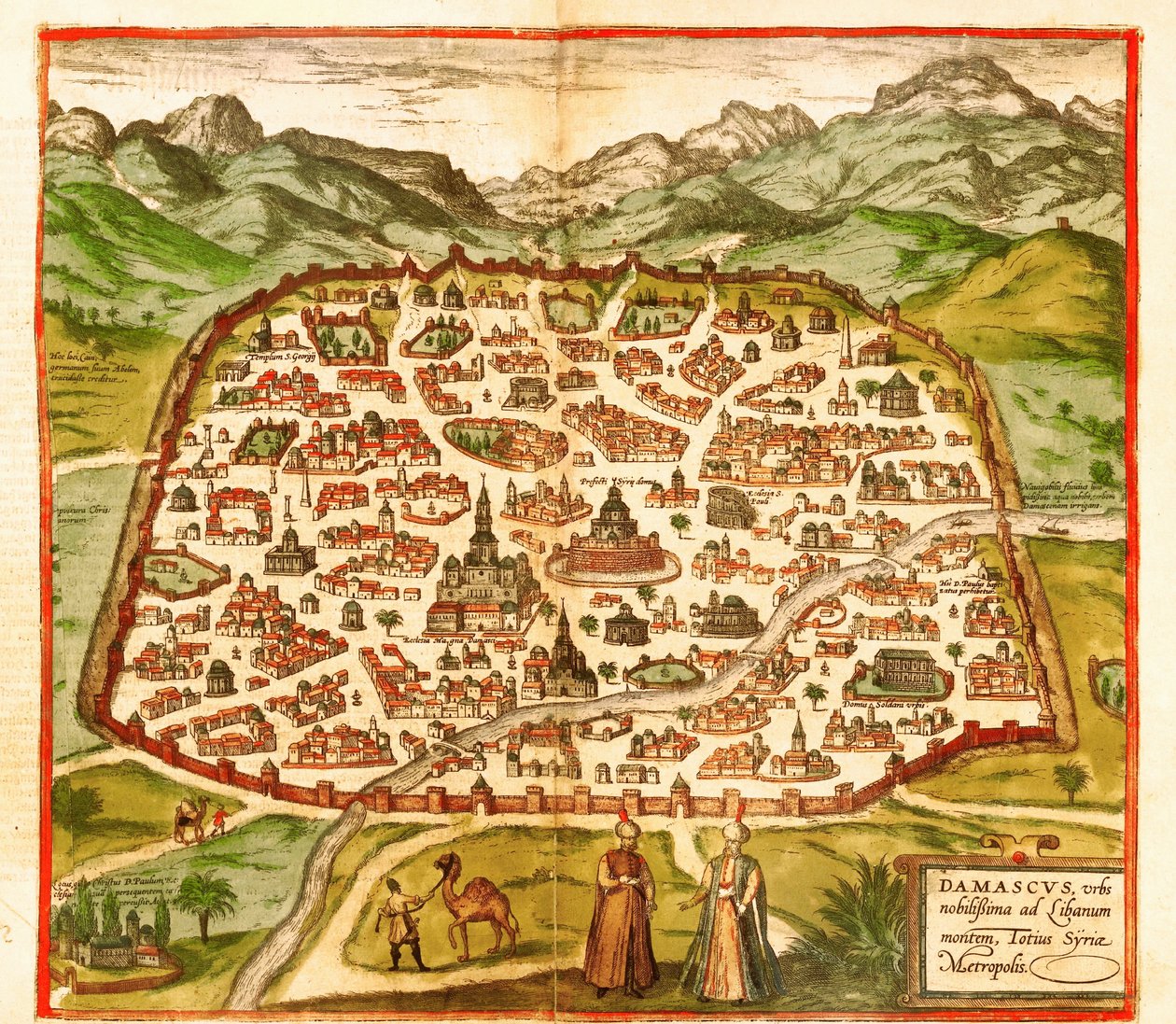 Damaskos, Syyria tekijältä Georg and Hogenberg Franz (1535 90) Braun