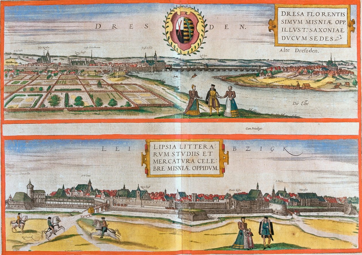 Dresden, Leipzig, Saksa tekijältä Georg and Hogenberg Franz (1535 90) Braun