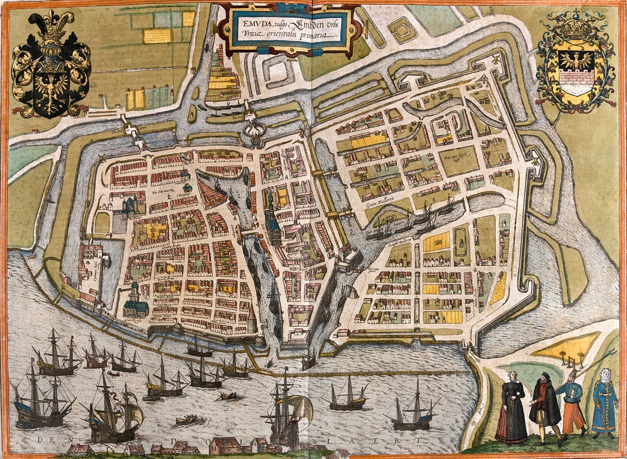 Emden, Saksa tekijältä Georg and Hogenberg Franz (1535 90) Braun