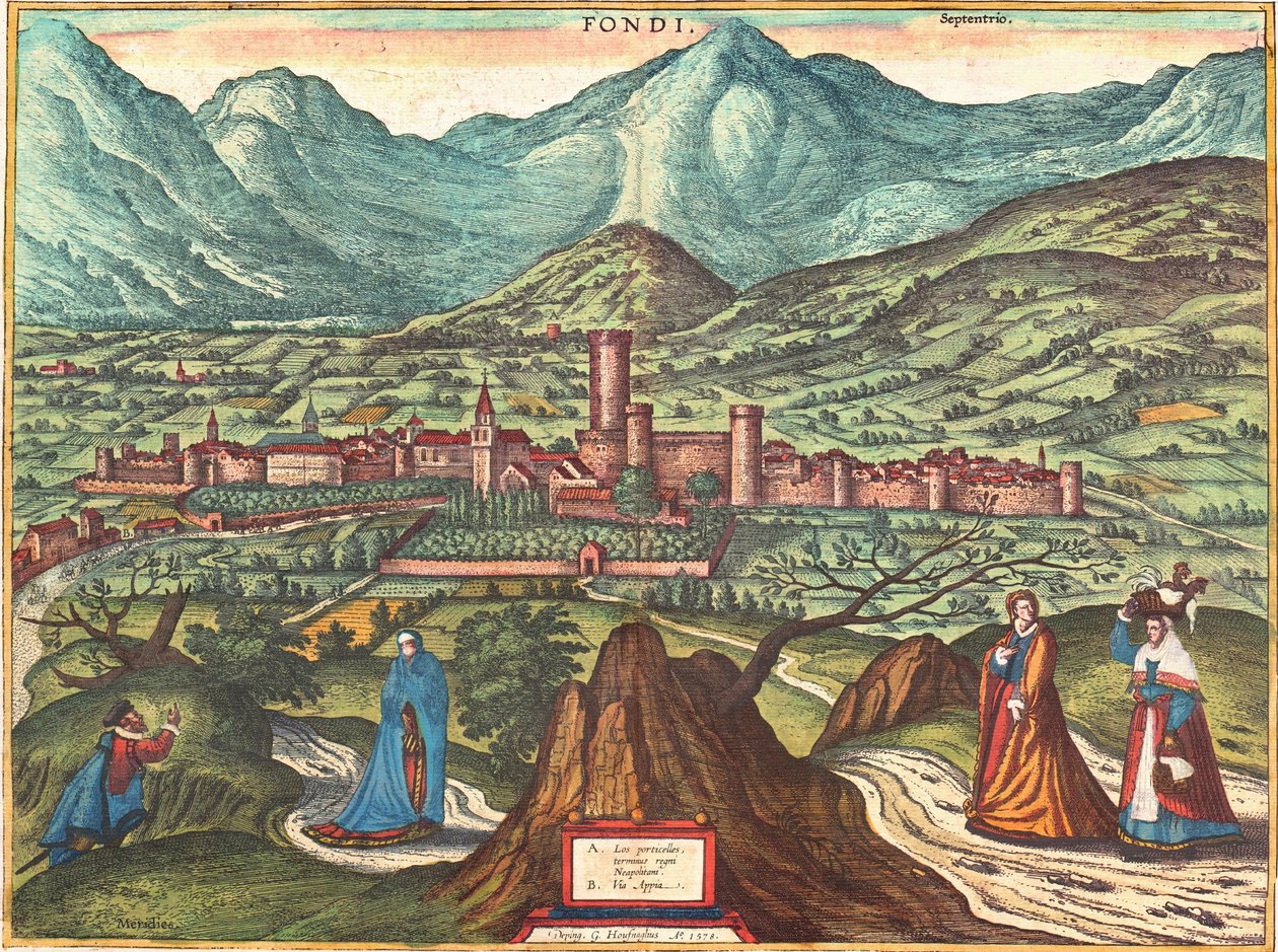 Fondi, Italia tekijältä Georg and Hogenberg Franz (1535 90) Braun
