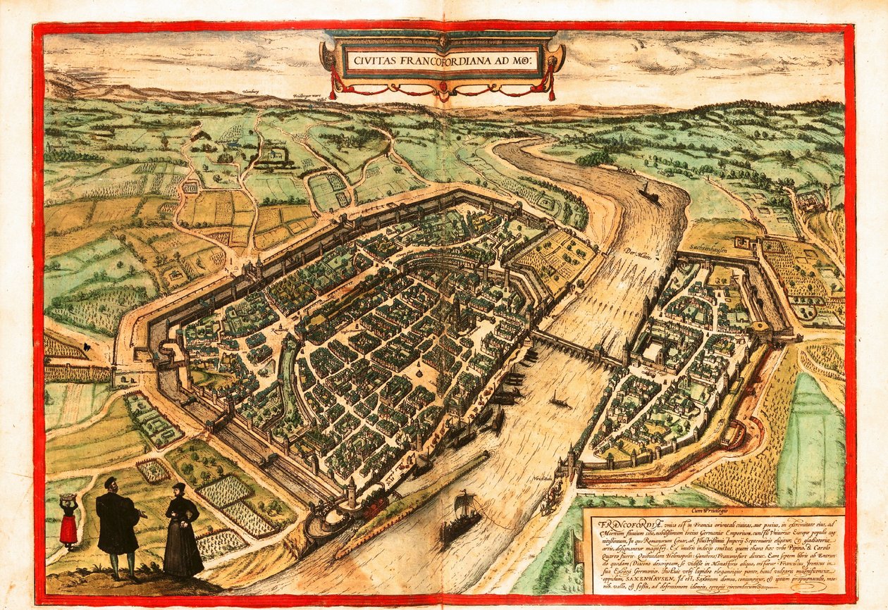 Frankfurt Mainin varrella tekijältä Georg and Hogenberg Franz (1535 90) Braun