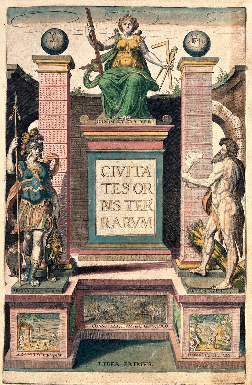 Braunin ja Hogenbergin kirjan Civitates orbis terrarum etukansi. tekijältä Georg and Hogenberg Franz (1535 90) Braun