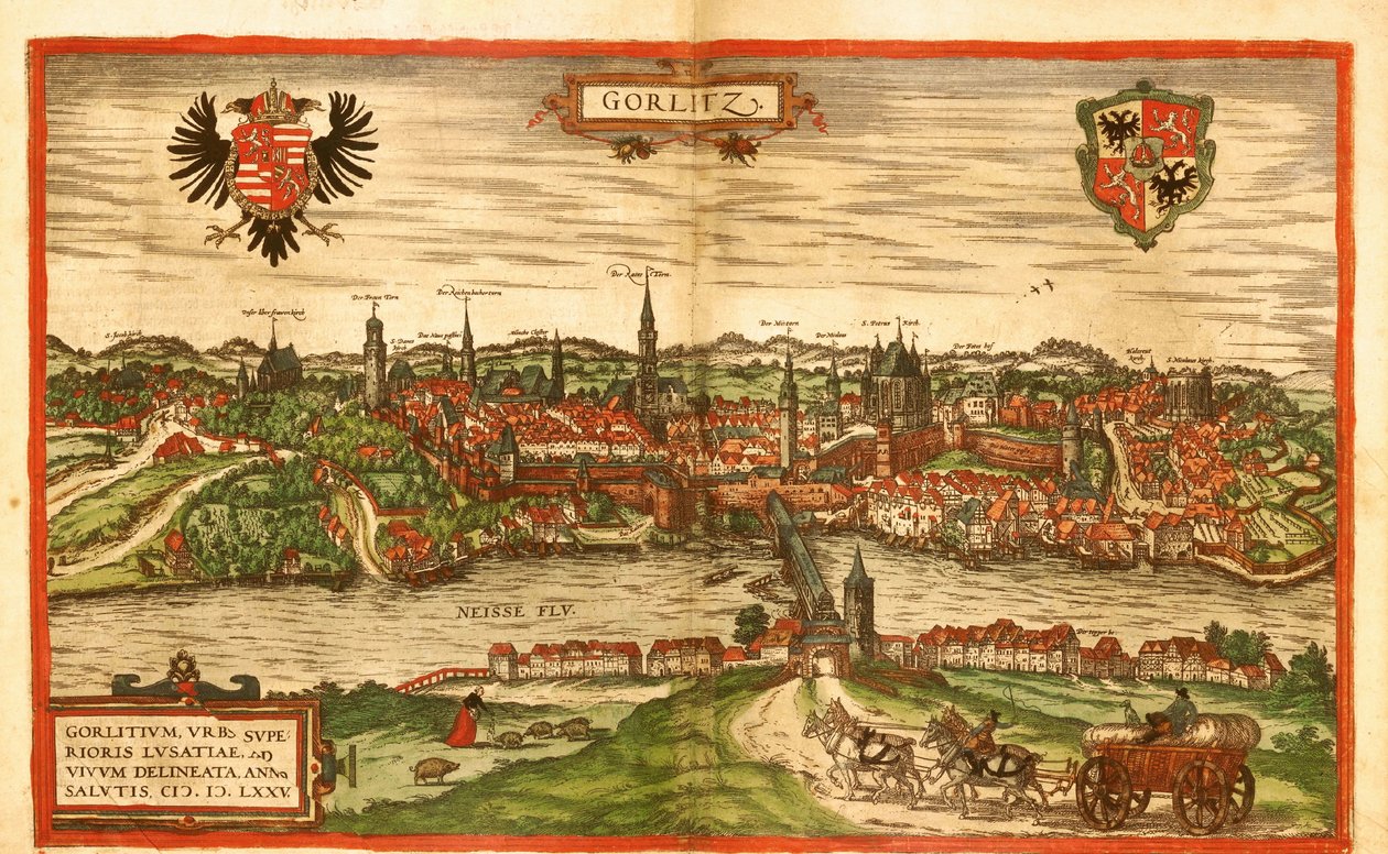Gorlitz, Saksa tekijältä Georg and Hogenberg Franz (1535 90) Braun