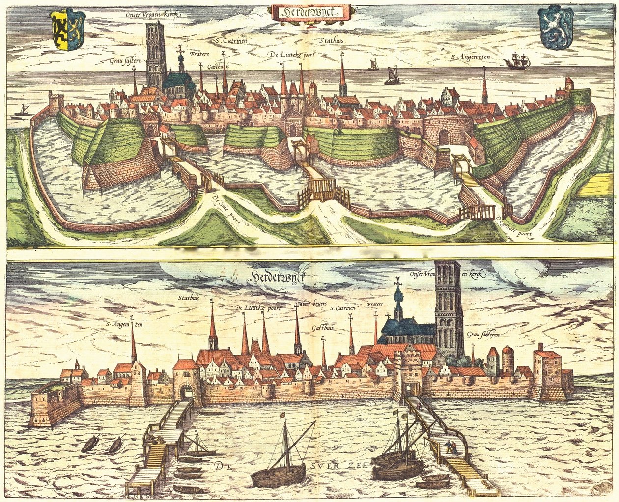 Harderwijk, Alankomaat, Hollanti tekijältä Georg and Hogenberg Franz (1535 90) Braun