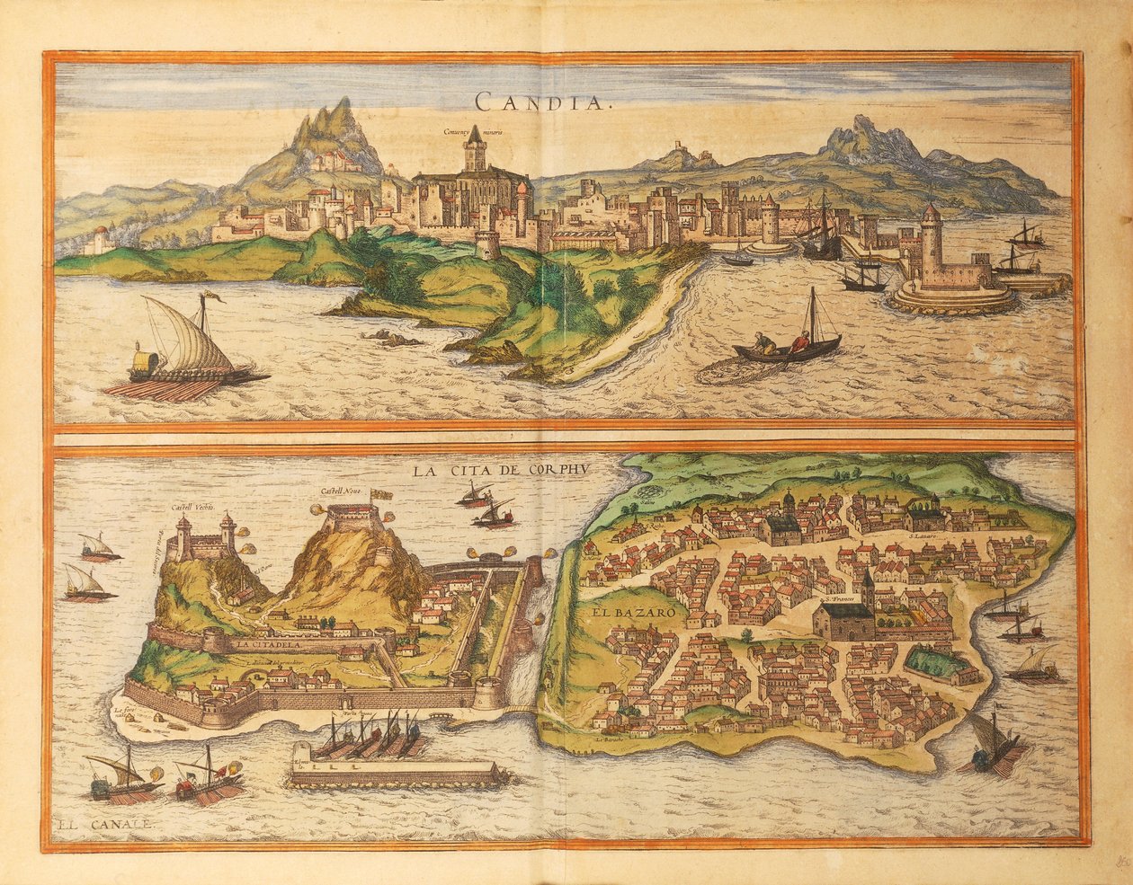 Georg Braunin Heraklion, Candia ja Korfu maailman kaupungeista tekijältä Georg Braun and Hogenberg Franz