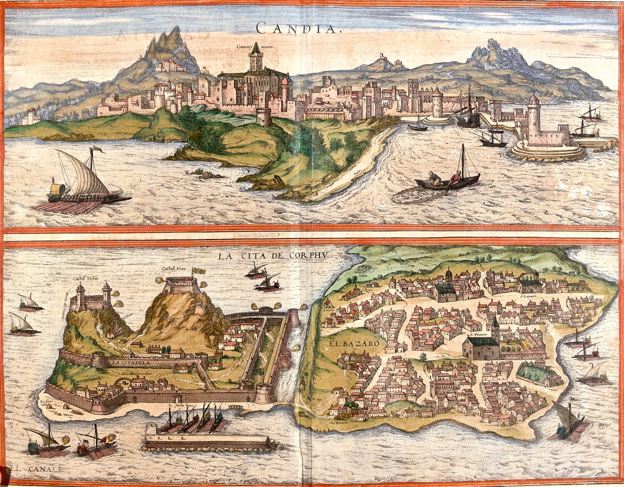 Heraklion, Korfu, Kreikka tekijältä Georg and Hogenberg Franz (1535 90) Braun