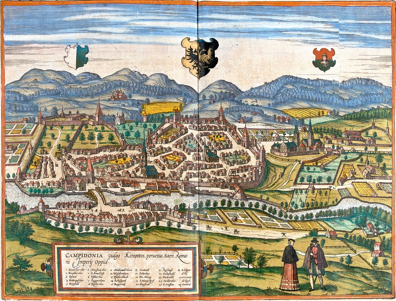 Kempten, Saksa tekijältä Georg and Hogenberg Franz (1535 90) Braun