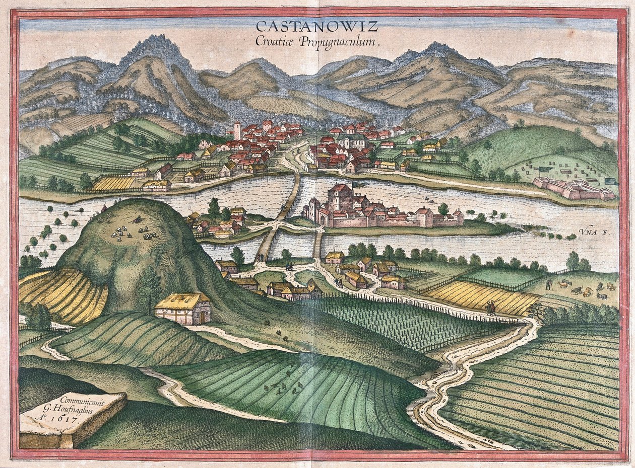 Kostajnica, Kroatia (kaiverrus tekijältä Georg Braun and Hogenberg Franz