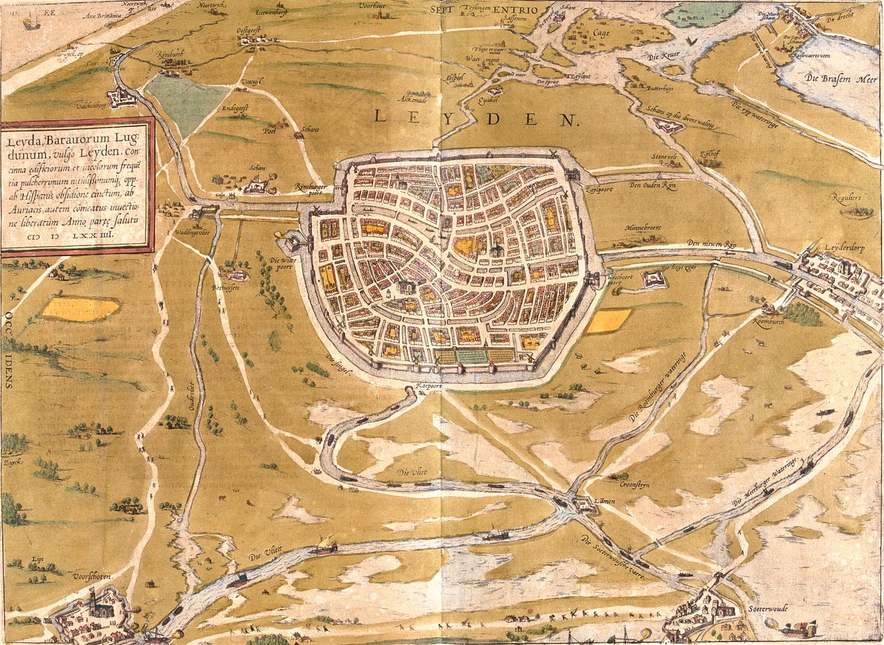 Leyden, Alankomaat tekijältä Georg and Hogenberg Franz (1535 90) Braun