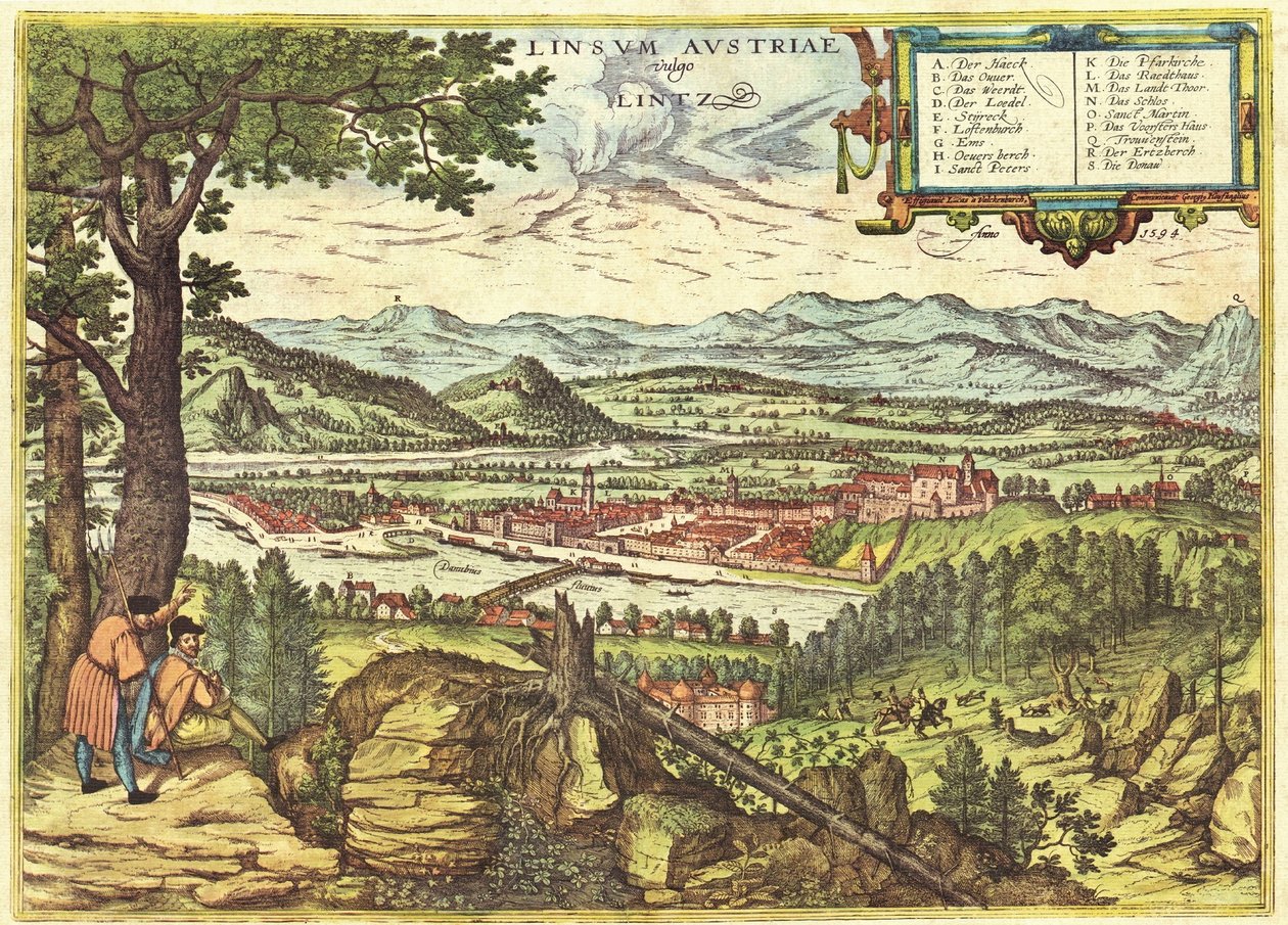 Linz, Itävalta tekijältä Georg and Hogenberg Franz (1535 90) Braun