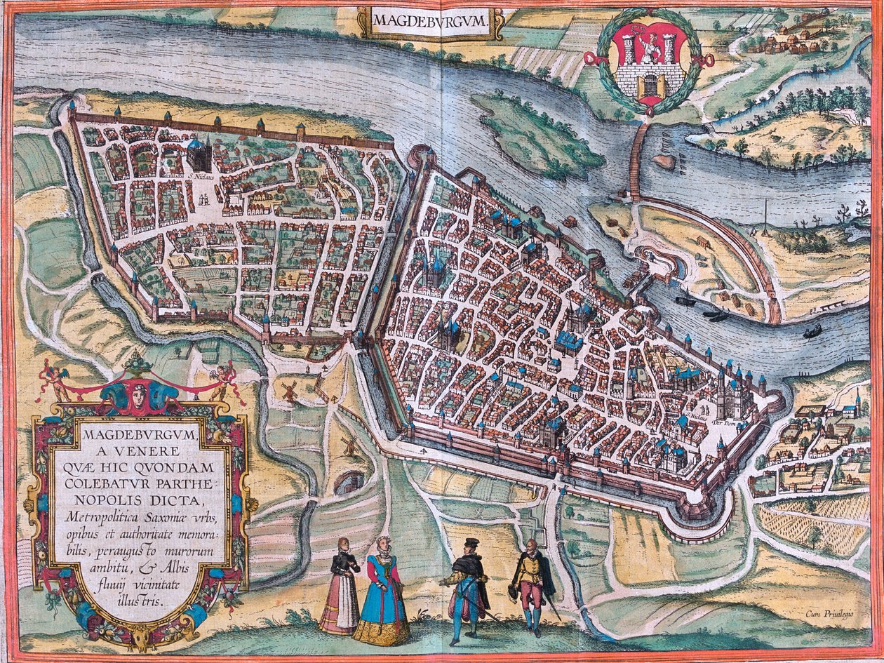 Magdeburg, Saksa tekijältä Georg and Hogenberg Franz (1535 90) Braun