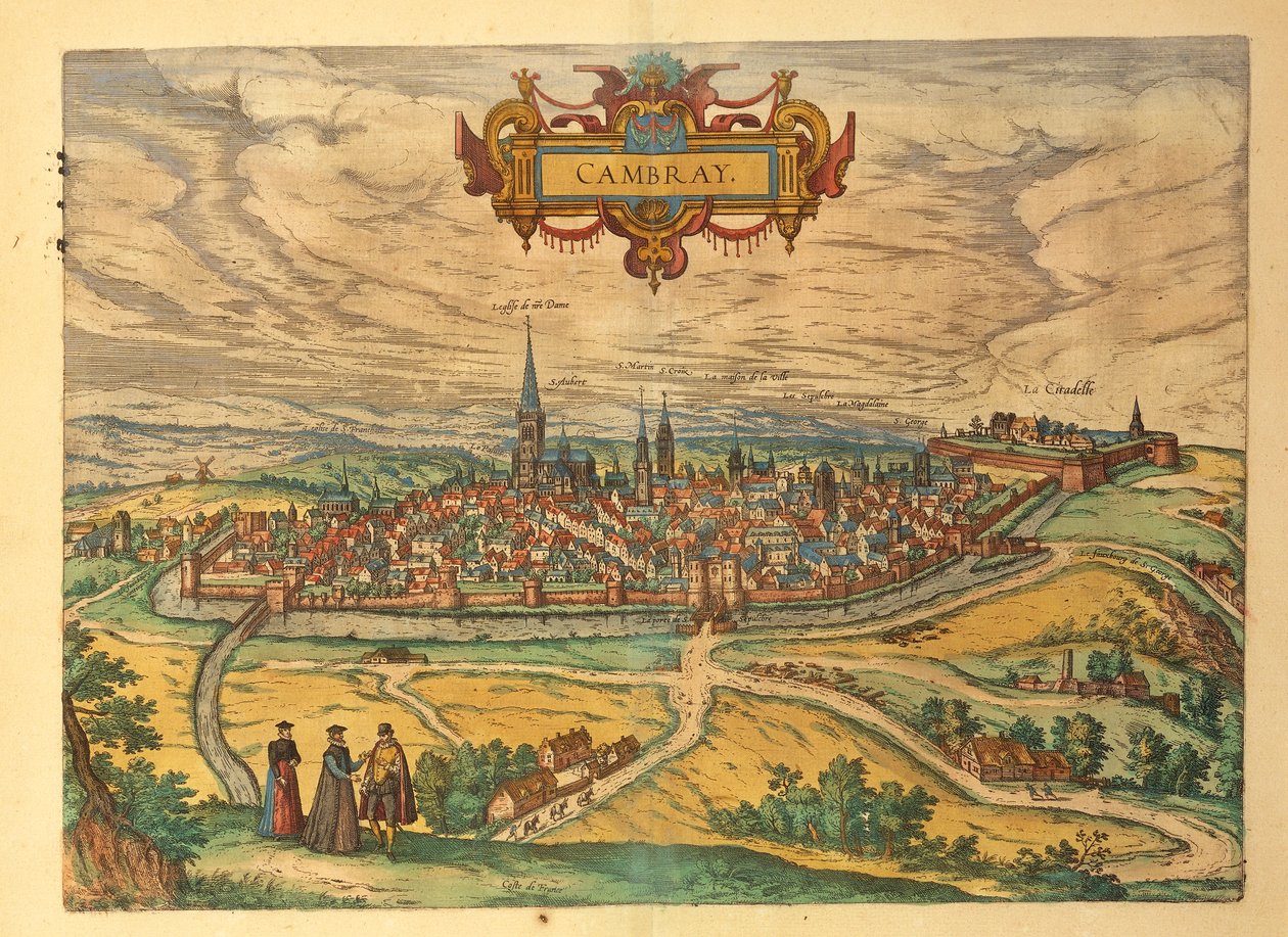 Georg Braunin Cambrain kartta maailman kaupungeista tekijältä Georg Braun and Hogenberg Franz