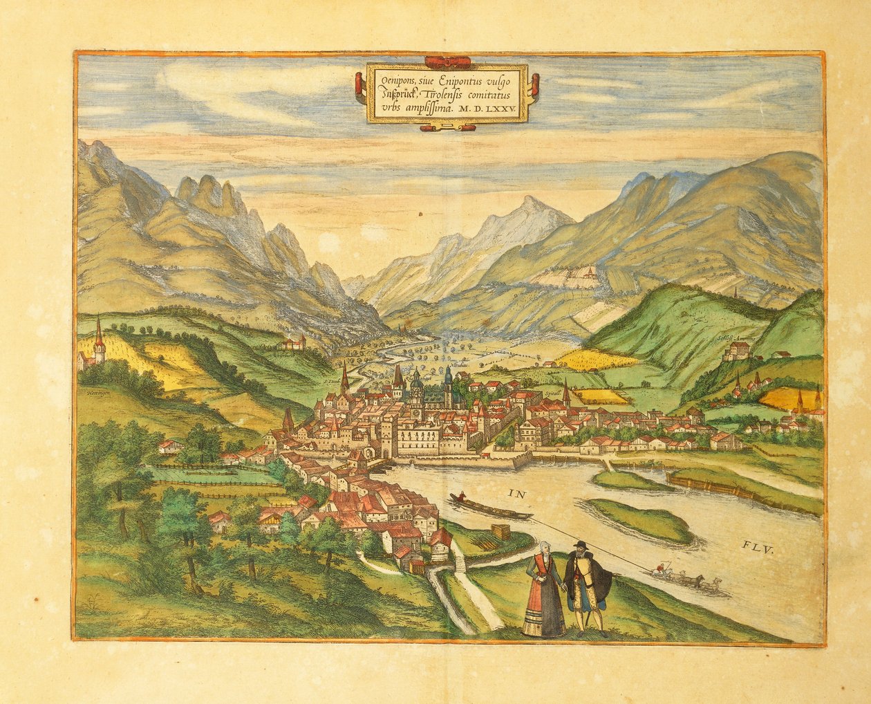 Georg Braunin kartta Innsbruckista maailman kaupungeista tekijältä Georg Braun and Hogenberg Franz