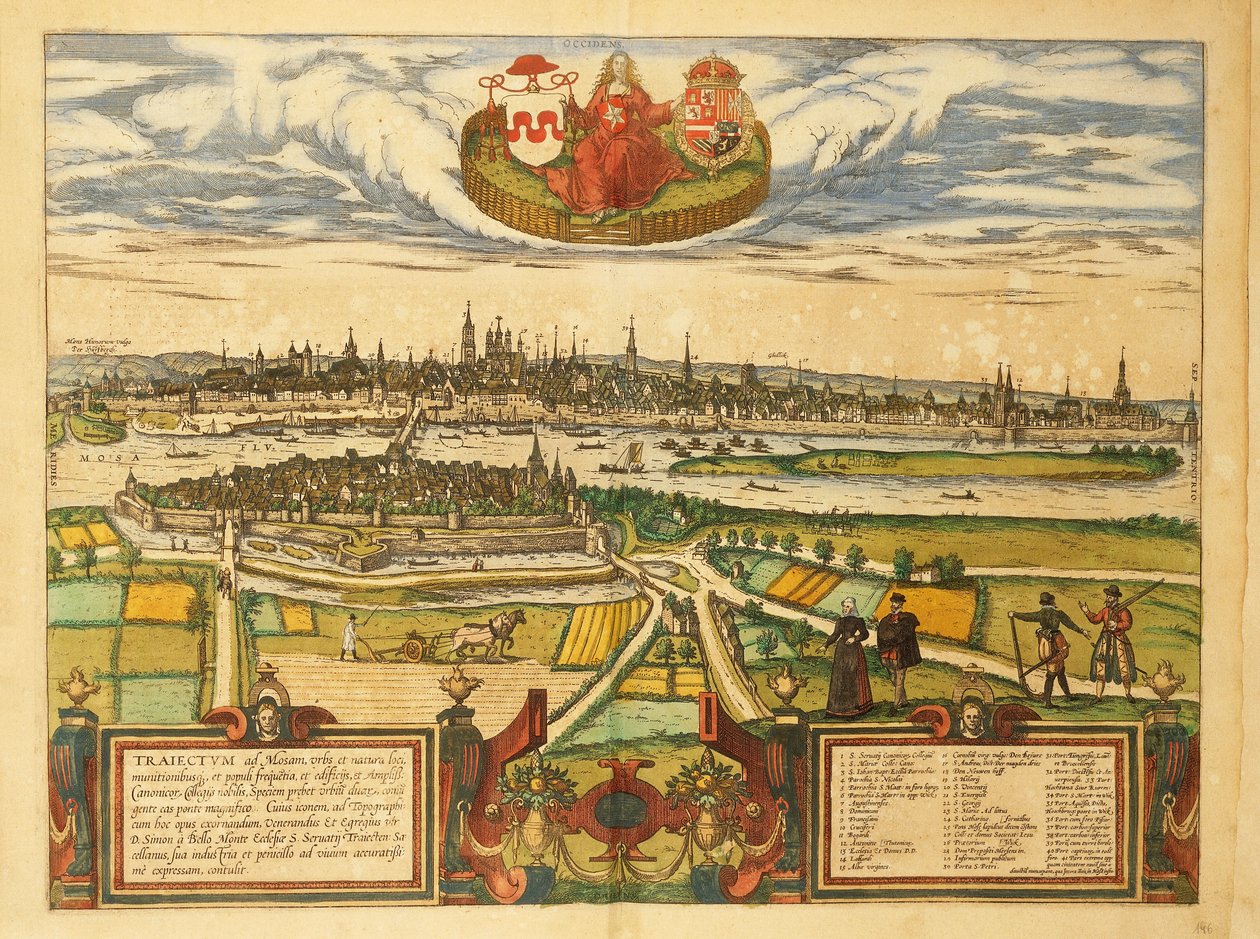 Georg Braunin Maastrichtin kartta maailman kaupungeista tekijältä Georg Braun and Hogenberg Franz