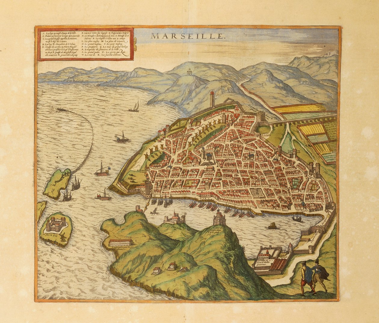Marseillen kartta Georg Braunin maailmankartalta tekijältä Georg Braun and Hogenberg Franz