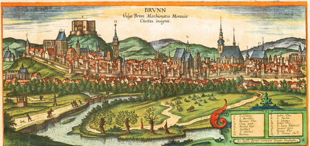Moravian margraviaatti, Tšekin tasavallan toiseksi suurin kaupunki. tekijältä Georg and Hogenberg Franz (1535 90) Braun