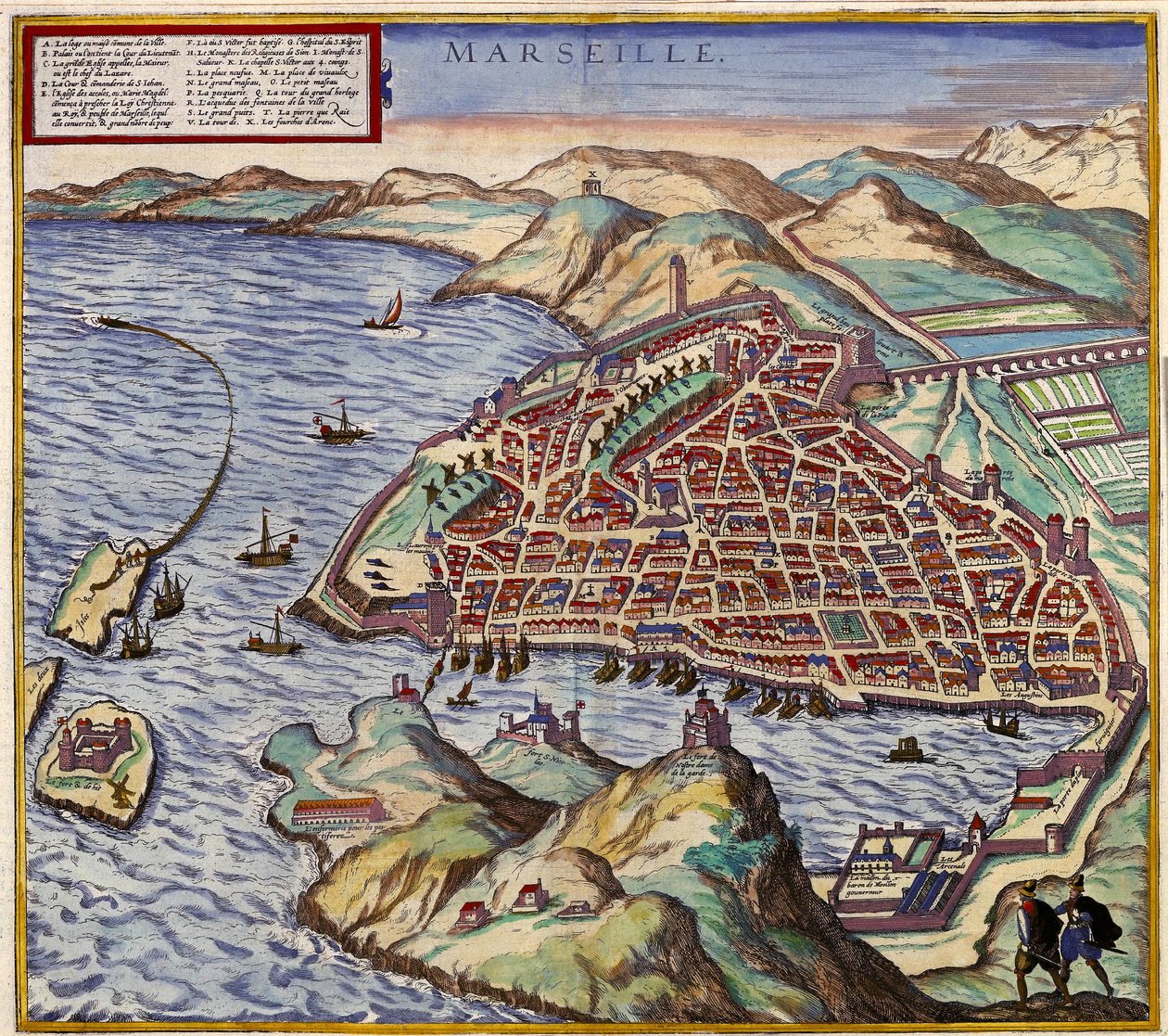 Marseille, Ranska tekijältä Georg and Hogenberg Franz (1535 90) Braun