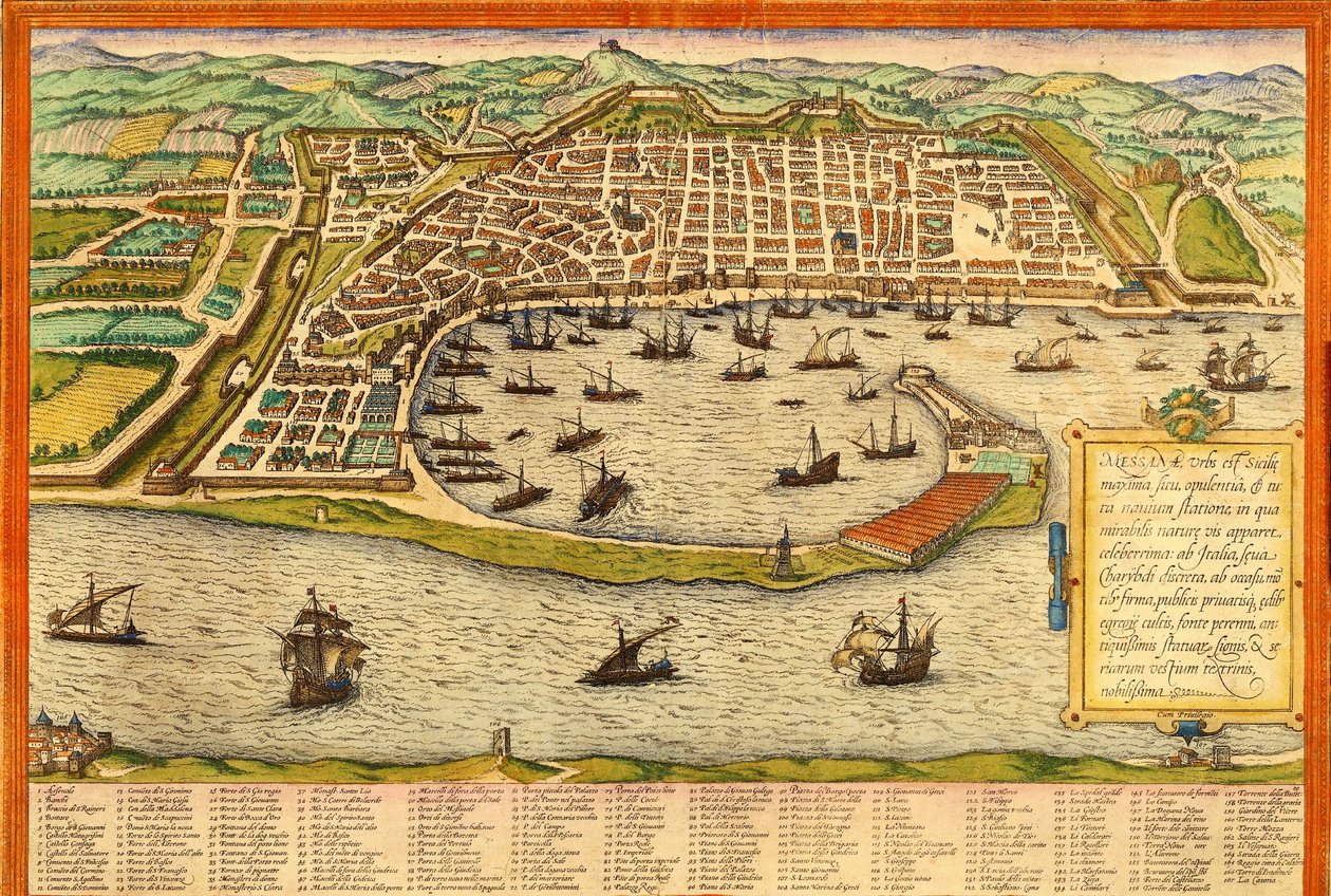 Messina, Italia tekijältä Georg and Hogenberg Franz (1535 90) Braun